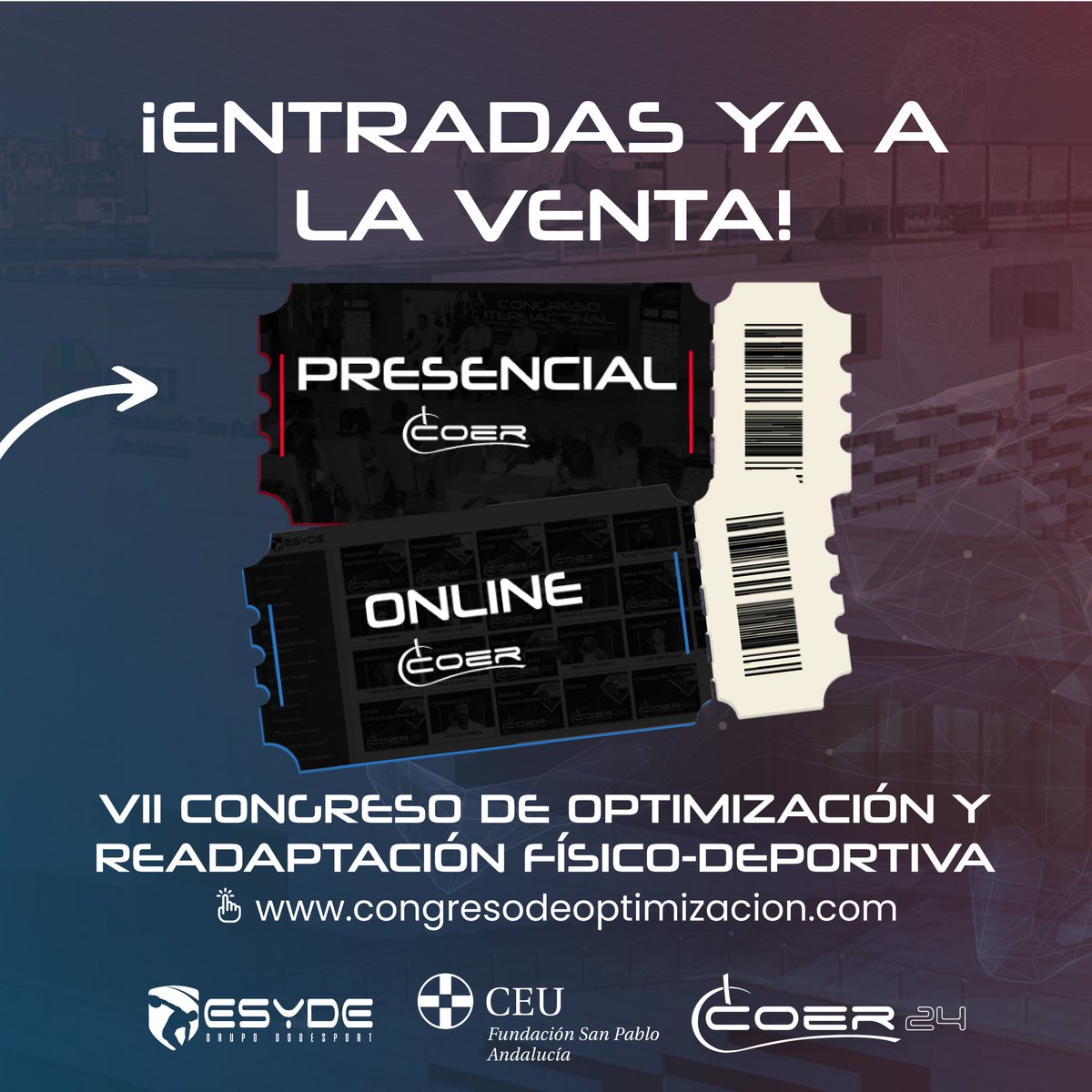 ¡Ya puedes conseguir tu entrada!

Obtén tu entrada para la VII Edición del #Congreso Internacional en #Optimización del #Entrenamiento y #Readaptación #Físico-#Deportiva.

Tienes toda la información en la web ➡congresodeoptimizacion.com

#coer #coer2024 #congresointernacional