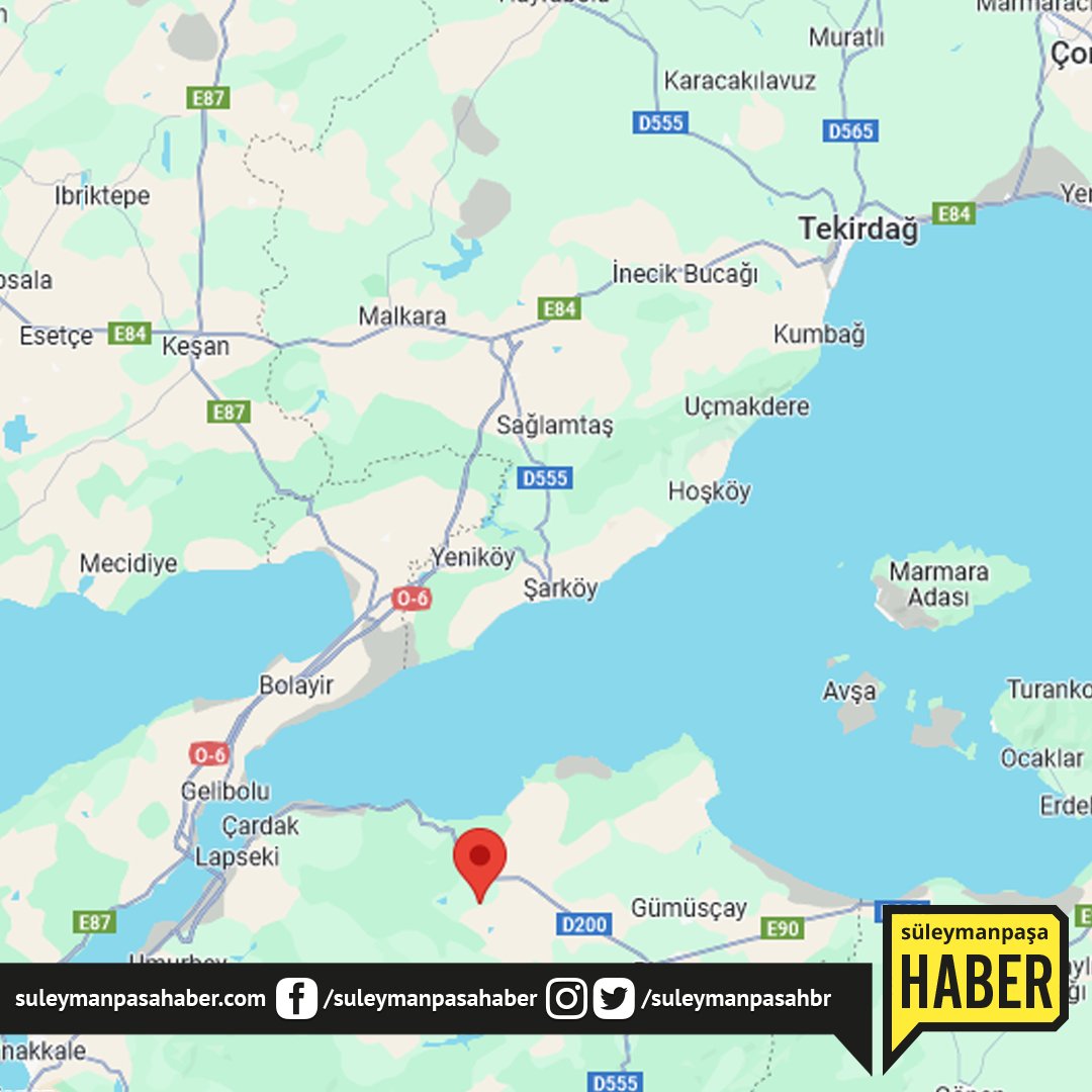 Boğaziçi Üniversitesi Kandilli Rasathanesi ve Deprem Araştırma Enstitüsü Ulusal Deprem İzleme Merkezi’nin verilerine göre 27 Şubat (Bugün) saat 16:09'de Çanakkale Biga'da yerin 7 kilometre derinliğinde 4.5 şiddetinde deprem gerçekleşti. Deprem Tekirdağ ve ilçelerinde hissedildi.