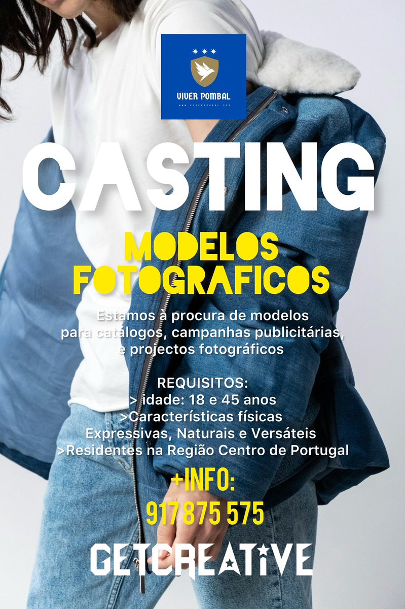 LuisDCaseiro's tweet photo. 🎬 Casting: Procuramos modelos fotográficos. 

📬 Envia um e-mail para: get.creative.skills@gmail.com com o assunto “MODELO FOTOGRÁFICO” informando nome idade, telefone e anexando uma foto de rosto e outra de corpo inteiro.

Saber mais: +351 917 875 575 https://t.co/FdZKTl5ekY