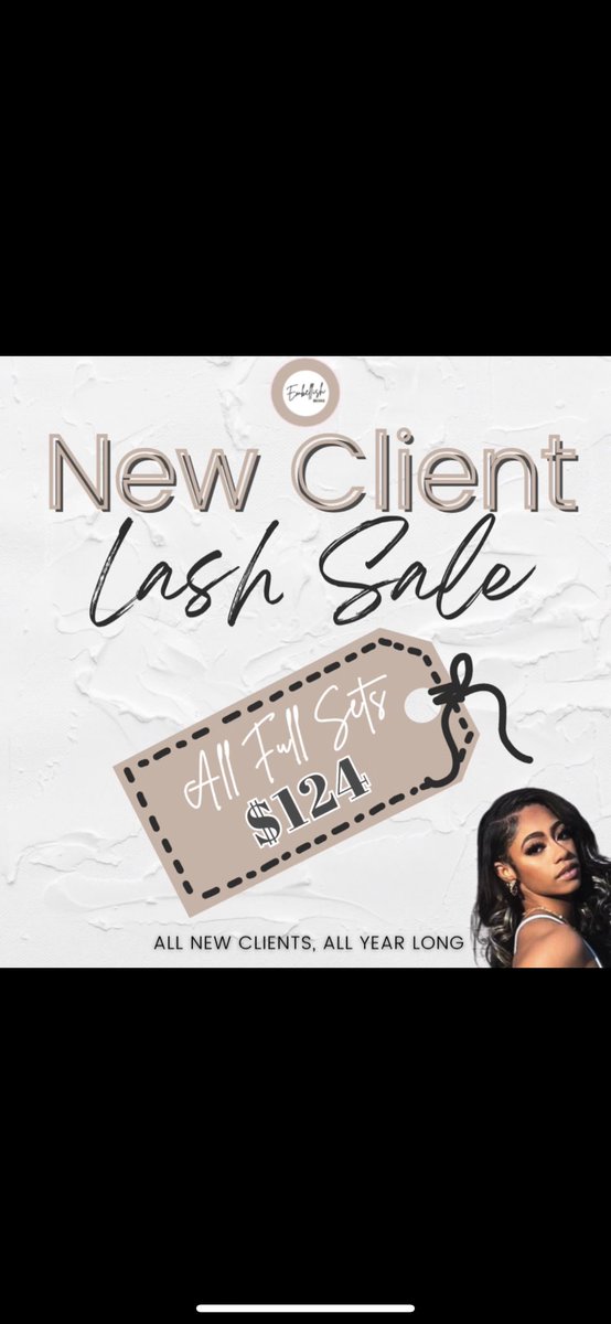 embellish_boss's tweet image. 👥✨ NEW CLIENT LASH SALE 🏷️

Hope everyone’s 2024 is off to a fabulous start! 🥂💝 New clients can enjoy any full set at a discounted price — all year long! Only $124 💫 

One time use per client.

Reserve your appt today 🤎

#charlottelashextensions #cltlashes #newclientsale