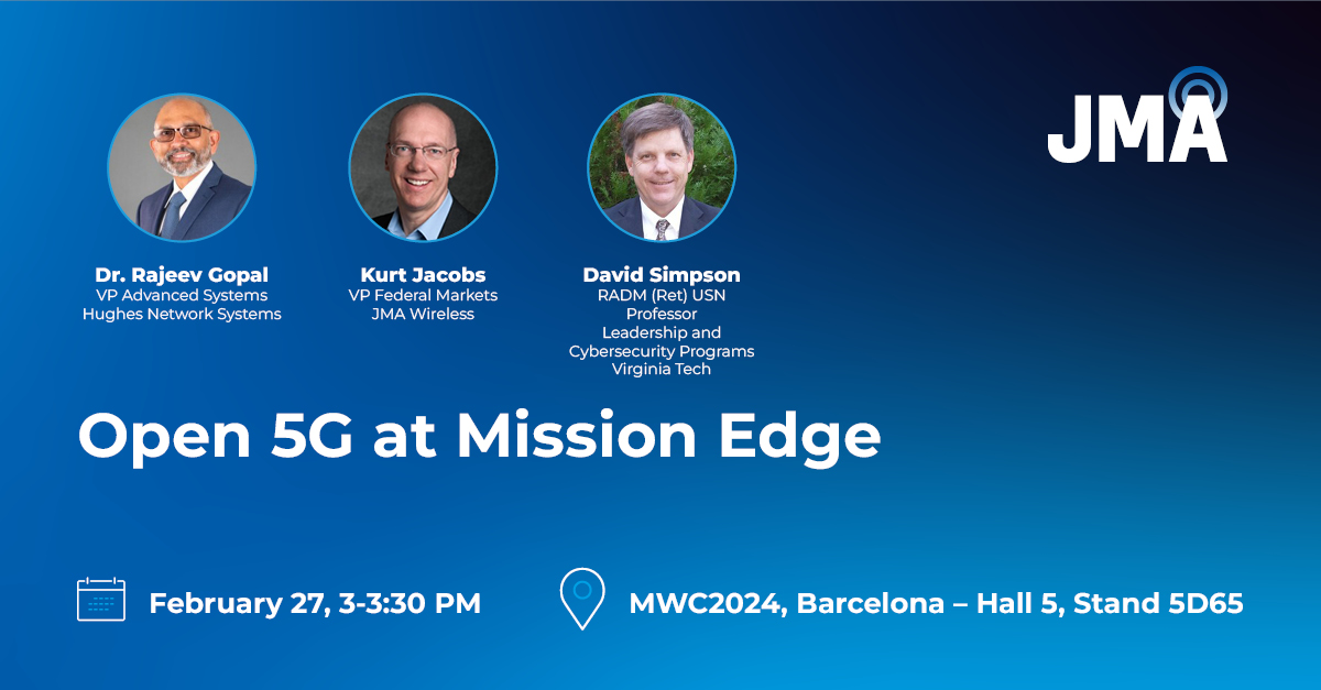 Going live in 30 minutes: Open 5G at the Mission Edge If you’re at #MWC24 #Barcelona, stop by Hall 5, Stand 5D65, to hear from industry experts. #jmawireless #GSMA #5G #Innovation #redefiningwireless #Hughes #USN #VATech
