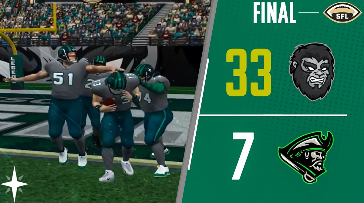 MN_Legend_SFL's tweet image. Victory!! What a win at home over the Corsairs! We improve to 5-1 and will face the @SeattleNemesis in week 8. @simulationfl #Believe #GetStomped #AlwaysWatching #Football #eSports #Winning