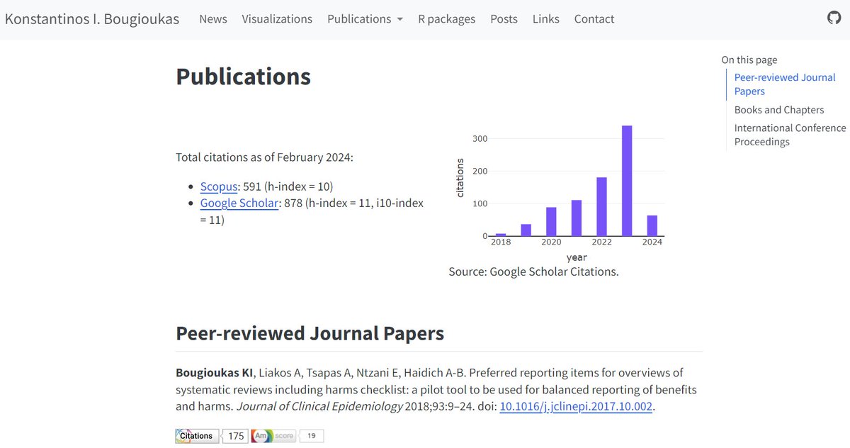 Improve the quality of your personal Quarto website by integrating interactive elements like citation charts.
bougioukas.github.io/mypage/publica…

#quarto #QuartoPub #dataviz #OpenResearch #rstats