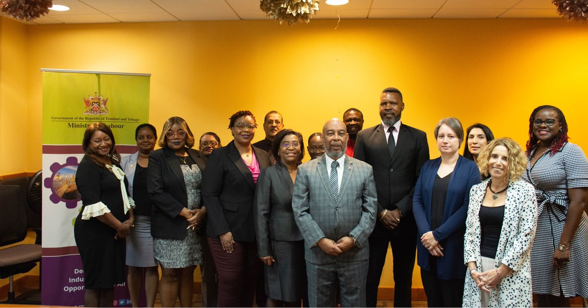 🇹🇹 Earlier this week in Port of Spain: The Honourable Stephen Mc Clashie, Minister of Labour for Trinidad & Tobago, and senior Ministry staff welcomed @ILOCaribbean Director Dr Joni Musabayana and Specialists from our Decent Work Team for a courtesy call 📸 @LabourGovTT