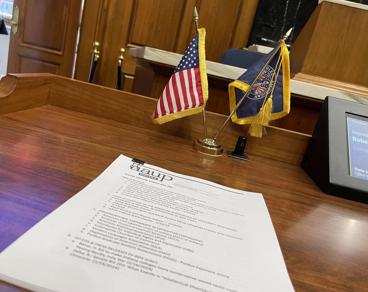 AAUP members are leaving nothing on the table in the fight to #StopSB202, a bill that would be wholly disastrous for students, faculty, &amp; the future of Indiana higher education. 
✊🏽✊🏻✊🏿
#academicfreedom 
<a href="/AAUPPurdue/">AAUP Purdue</a> <a href="/AaupBsu/">BSU_AAUP</a>