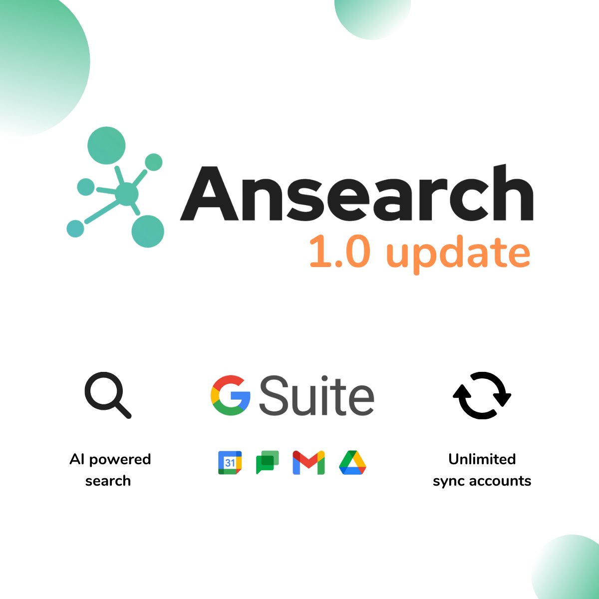 GetAnsearch's tweet image. We are excited to launch @GetAnsearch  1.0!  With a brand-new AI-powered search, full Google Suite integration, and multiple account support to connect as many accounts as you want. 🚀 Don’t miss out, sign up for free today at ansearch.net/blog/open-beta…
 #Ansearch #Update