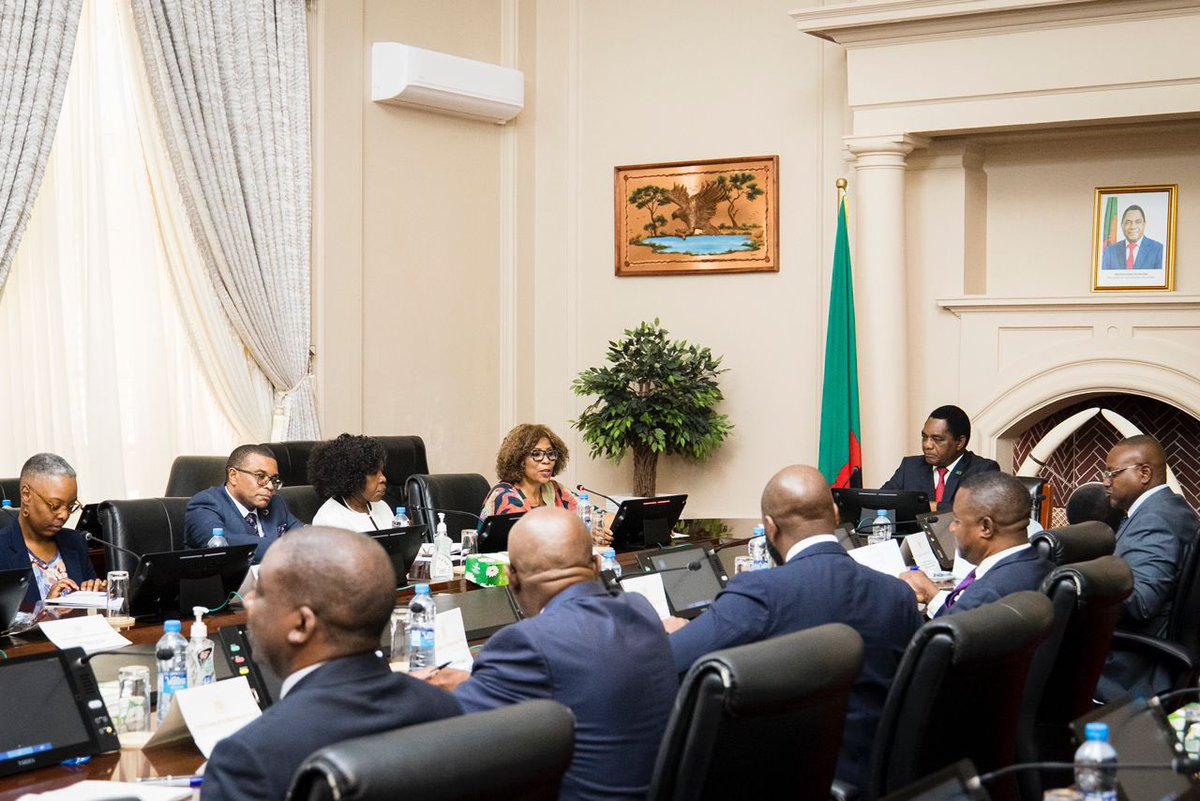 wakiaga's tweet image. Pleased to accompany the Regional Director for @UNDPAfrica, @ahunnaeziakonwa for a visit to H.E. @HHichilema, the President of Zambia, as they engaged on the critical ways @UNDPZambia can extend its collaboration w/ #GRZ to advance inclusive development in Zambia 🇿🇲