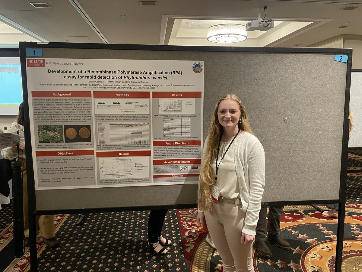Sarah Cochran-Murray (@sarah_m_cochran) on Twitter photo Stop by poster spot #1 to see my work on developing a RPA assay for Phytophthora capsici at 2024 <a href="/sd_aps/">APS SouthernDivision</a> 🎉 <a href="/QuesadaLabNCSU/">NC State Veggie Pathology</a> <a href="/NCSU_DEPP/">NCSU Entomology & Plant Pathology</a> #SDAPS2024 Stop by poster spot #1 to see my work on developing a RPA assay for Phytophthora capsici at 2024 <a href="/sd_aps/">APS SouthernDivision</a> 🎉 <a href="/QuesadaLabNCSU/">NC State Veggie Pathology</a> <a href="/NCSU_DEPP/">NCSU Entomology & Plant Pathology</a> #SDAPS2024