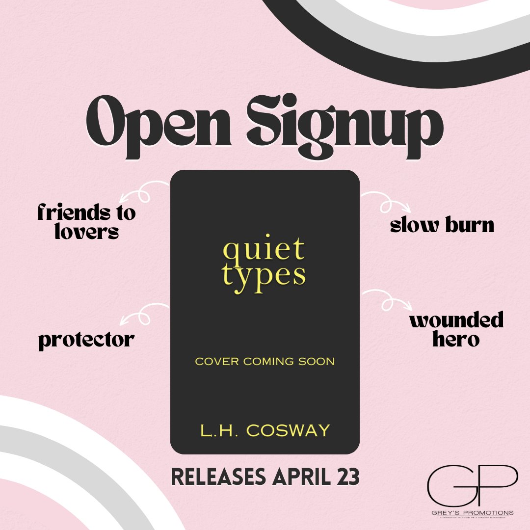 Calling all book reviewers! If you'd like to receive an ARC of my next romance, Quiet Types, as well as take part in the cover reveal and release promotions hosted by <a href="/GreysPromo/">Grey's Promotions</a> you can sign up here -> bit.ly/3TcE5Yg