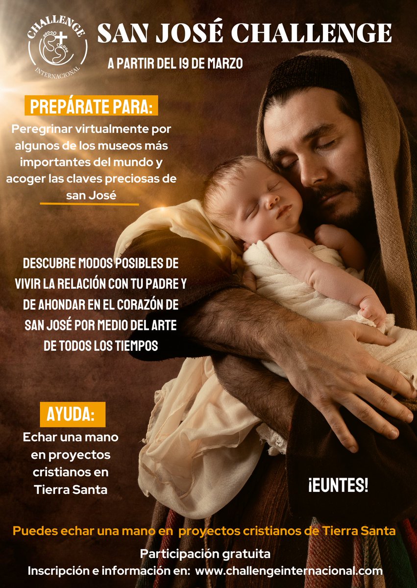 🌟🌟SAN JOSÉ CHALLENGE🌟🌟
Desde el 19 de marzo 
¡Ven a conocer mejor a san José!
Te esperamos.
Inscripción gratuita en challengeinternacional.com