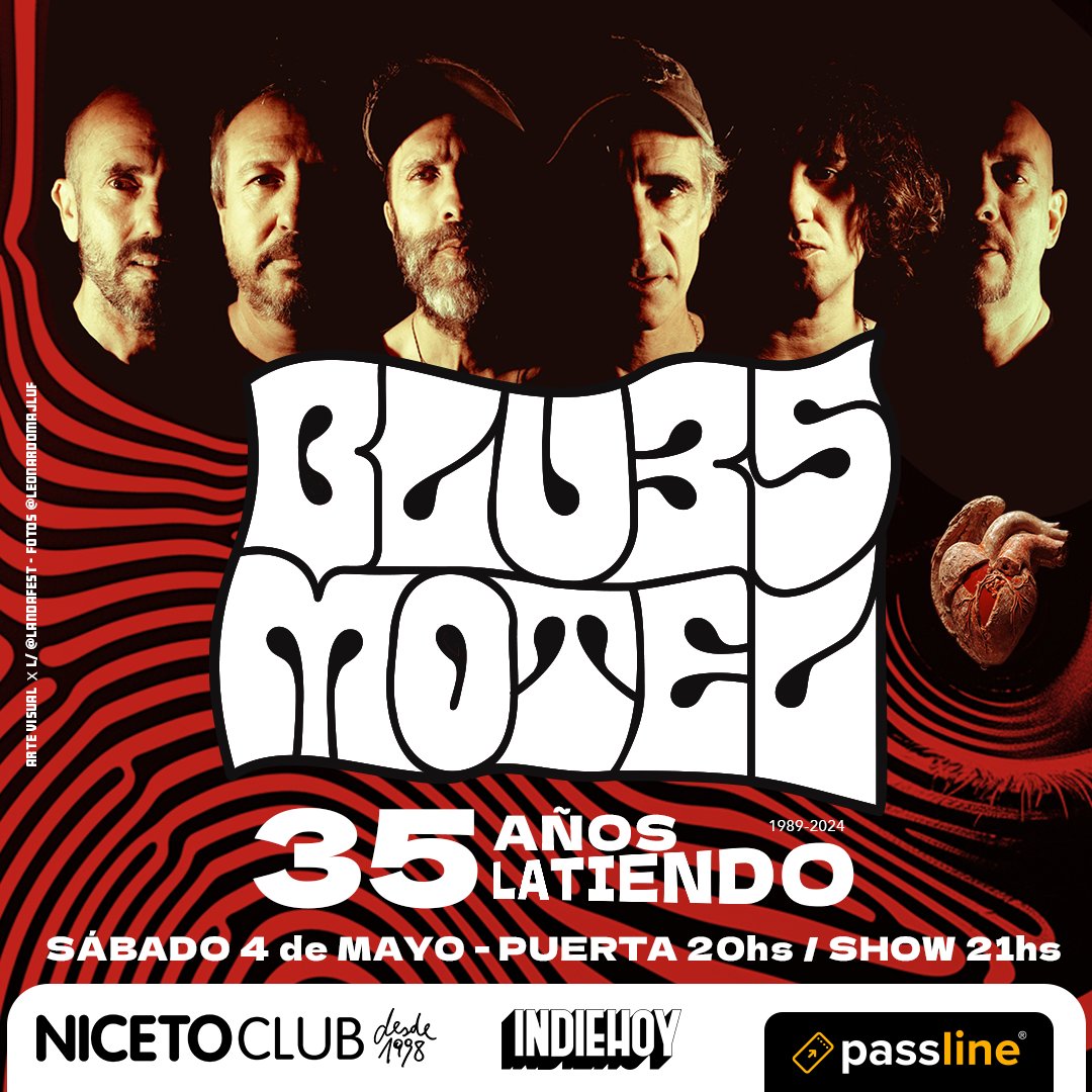 📷 BLUES MOTEL y UN SHOW HISTÓRICO.
Festejamos nuestros 35 años de trayectoria en NICETO CLUB. Conseguí tu entrada a precio Preventa 1 YA en @passline_argentina
Tickets en este Link: passline.com/.../blues-mote…...
Evento solo para mayores de 18 años.