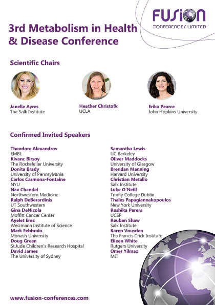 Check out our speaker line-up for the upcoming 3rd Metabolism in Health & Disease Conference! Talk submission & Early Bird closes 19 March, submit your abstract via the website today! fusion-conferences.com/conference/157 The 2022 meeting SOLD OUT, register now to guarantee your space! #MHD24