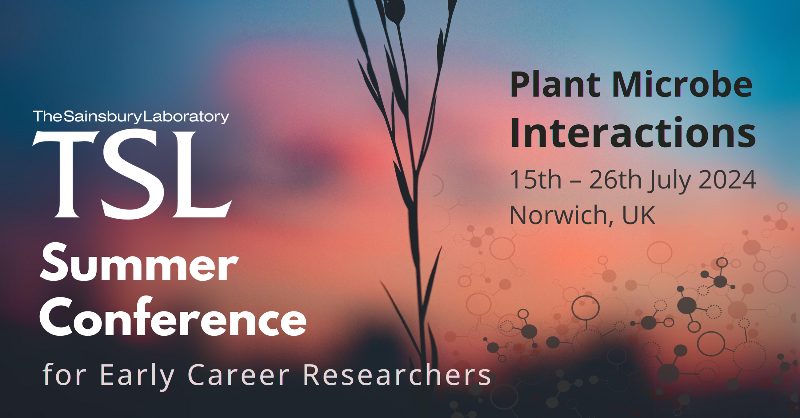TheSainsburyLab's tweet photo. Join us in Norwich this July for the TSL Summer Conference in Plant-Microbe Interactions for Early Career Researchers ☀️🌱🧬

Discuss the latest approaches &amp; discoveries in plant health with international keynote and local speakers

APPLY by 5 April ⬇️ Click link for more info