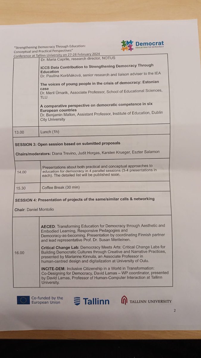 AECED_project's tweet photo. 4pm local time is when our colleagues will be presenting the AECED project at this #DemocratHorizon conference in Tallinn. A fabulous opportunity to share our thinking about #aestheticlearning and #embodiedlearning for democracy.
#Education4Democracy https://t.co/Yf6imIaPFL