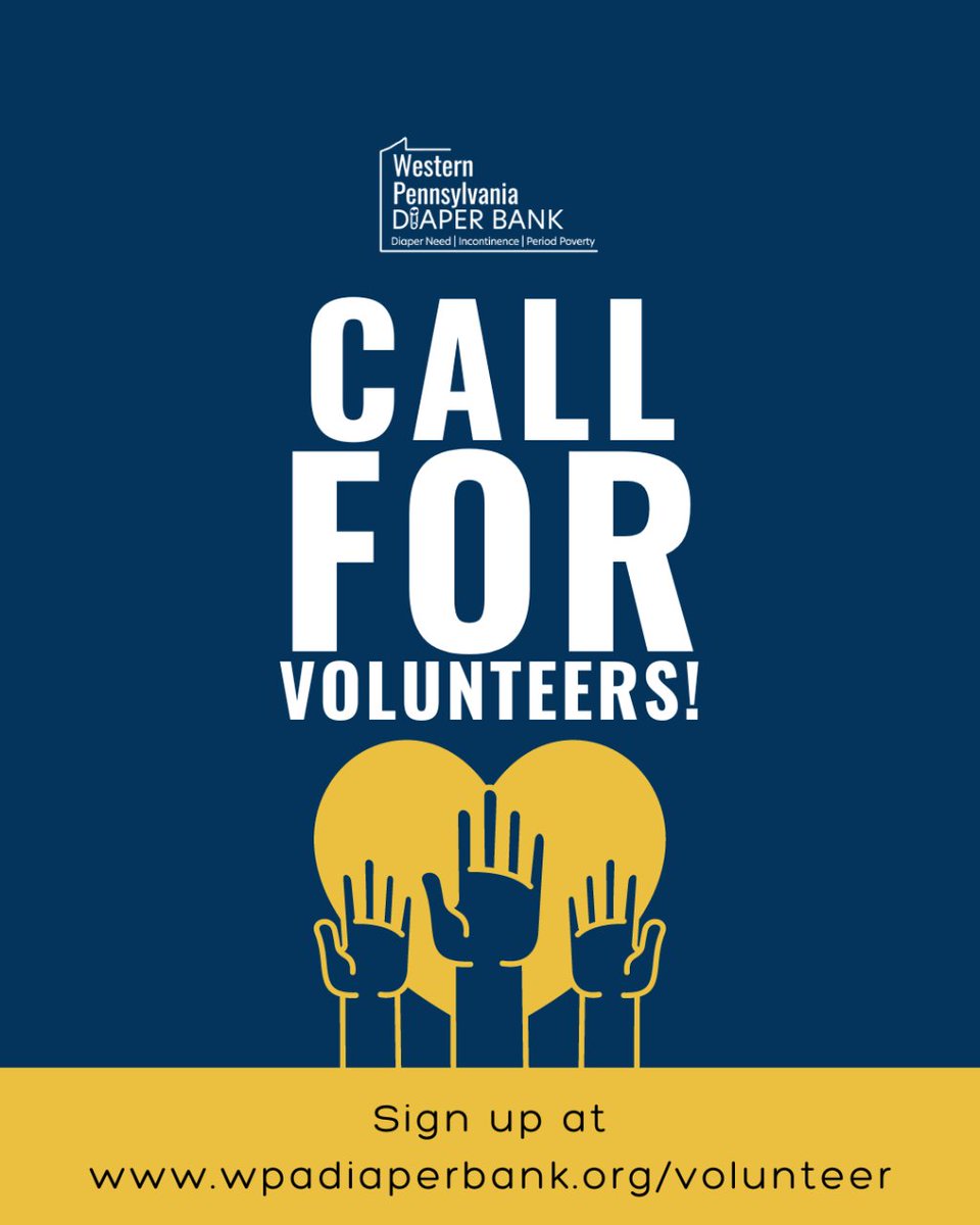 Join us Mondays for General Volunteer hours. We repackage diapers, period products, and incontinence supplies. All you need to do is visit our website, click on the button that says Volunteer Sign Up, then sign up for the day you want to join.

Sign up ➡️ wpadiaperbank.org/volunteer