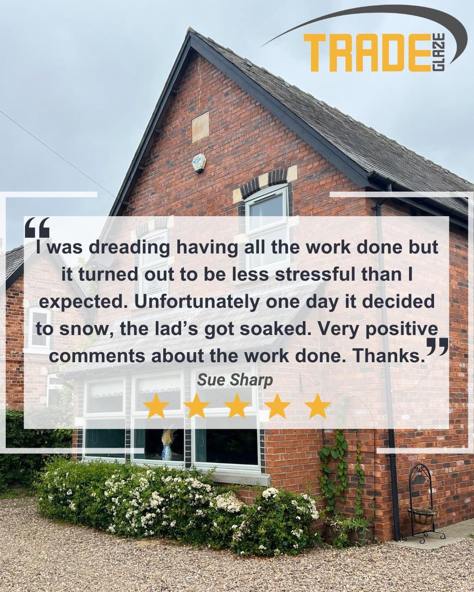 We are really pleased to have received another 5 star review on our Google profile. ⭐️⭐️⭐️⭐️⭐️

Thank you for choosing Tradeglaze, Mrs Sharp!

Looking for quality windows for your next trade or commercial project? Get in touch for a trade price today: 👇

tradeglaze.co.uk/online-quote