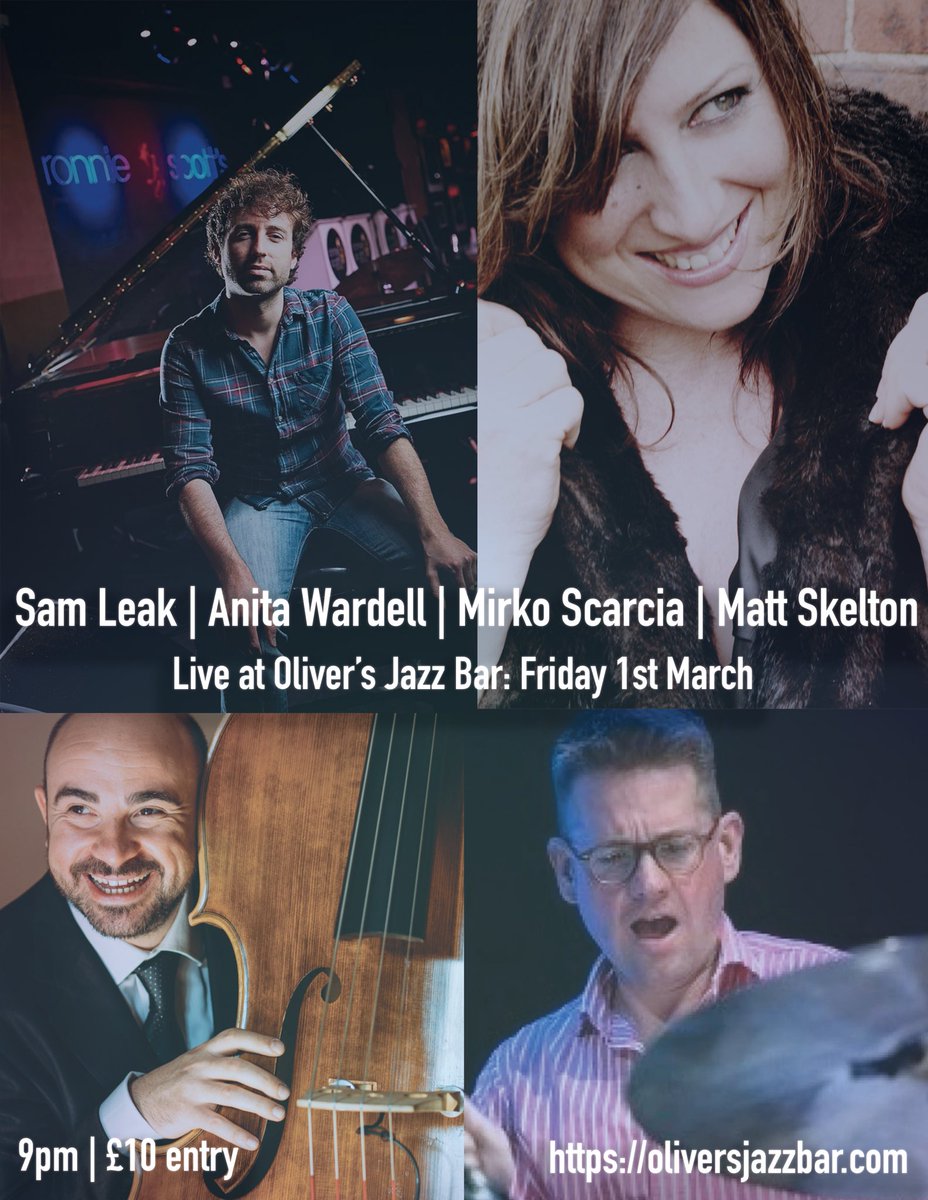 This Friday: Sam Leak | Anita Wardell | Mirko Scarcia | Matt Skelton. “[Wardell is] the most creative jazz singer operating in London, this sweet toned Australian chooses superior songs and can improvise with the best.” - Evening Standard