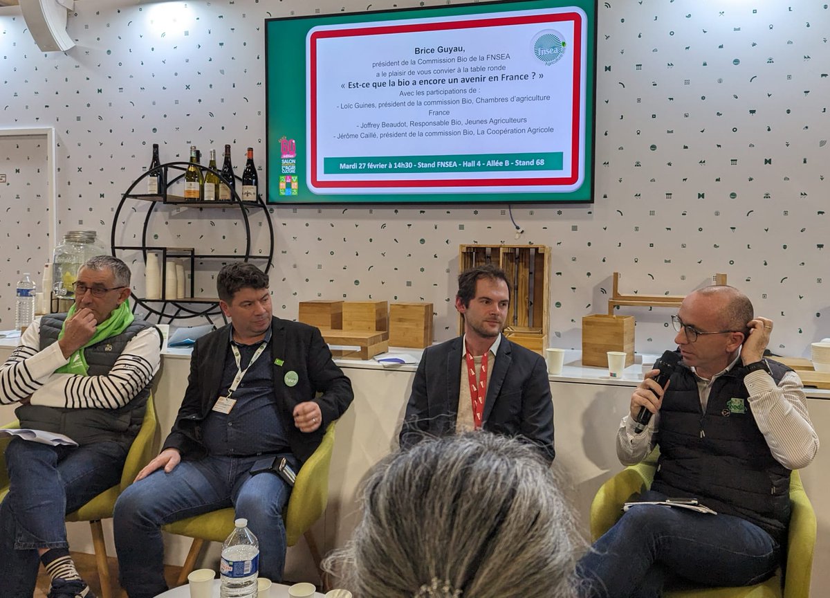 Bastien Fitoussi (@fitoussibastien) on Twitter photo #SIA2024 Conférence <a href="/FNSEA/">La FNSEA</a> "La bio a encore un avenir en France?" En réponse à ce titre provocant, la réponse est limpide : un grand OUI à condition de soutenir la filiÚre en crise, selon les intervenants <a href="/lacoopagricole/">La Coopération Agricole</a> @cailleerome <a href="/ChambagriFrance/">Chambres d'agriculture France</a> <a href="/JeunesAgri/">Jeunes Agriculteurs</a> <a href="/bricegu/">brice guyau</a> #SIA2024 Conférence <a href="/FNSEA/">La FNSEA</a> "La bio a encore un avenir en France?" En réponse à ce titre provocant, la réponse est limpide : un grand OUI à condition de soutenir la filiÚre en crise, selon les intervenants <a href="/lacoopagricole/">La Coopération Agricole</a> @cailleerome <a href="/ChambagriFrance/">Chambres d'agriculture France</a> <a href="/JeunesAgri/">Jeunes Agriculteurs</a> <a href="/bricegu/">brice guyau</a>