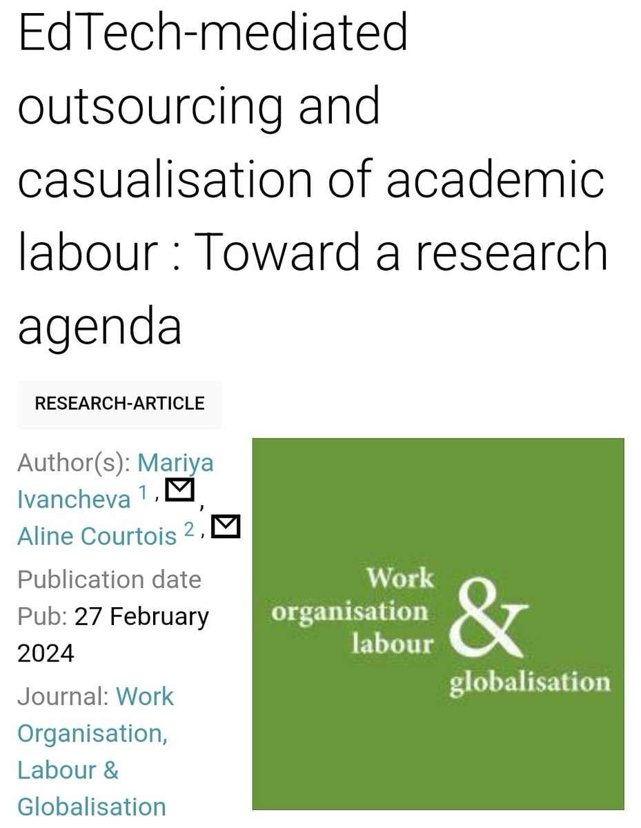NOW OUT: new special issue of WOLG on #work in the #PostpandemicUniversity eds @TsvetHr &amp; <a href="/Ursulahuws/">Ursula Huws</a> - <a href="/Aline_Courtois/">@alinecourtois.bsky.social</a> &amp; I have a paper on #EdTech #outsourcing #casualisation of #academiclabour  &amp; we're in a good company <a href="/HallyMk1/">🇵🇸 Richard Hall 🇵🇸</a> P.Stewart <a href="/DrHMConnolly/">Heather Connolly</a>
wolg.wordpress.com/archives/031-v…