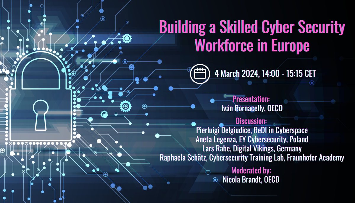 Are our defenses up to the increasing number of #cyberattacks? Based on OECD analysis and examples from France, Germany and Poland, our webinar looks at the growing demand for cyber security experts and strategies to address skills shortages. Registration👉events.oecd-berlin.de/319?referrer=x