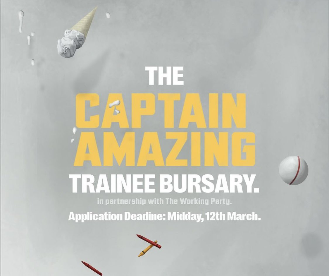 CAPTAIN AMAZING BURSARY OPEN! Created by @TheWorkingParty @MattSchProdsLtd offers an early career theatre maker the chance to work alongside the CA Team, get feedback on their own piece of solo theatre work & the opportunity to share that work in a scratch performance @swkplay!