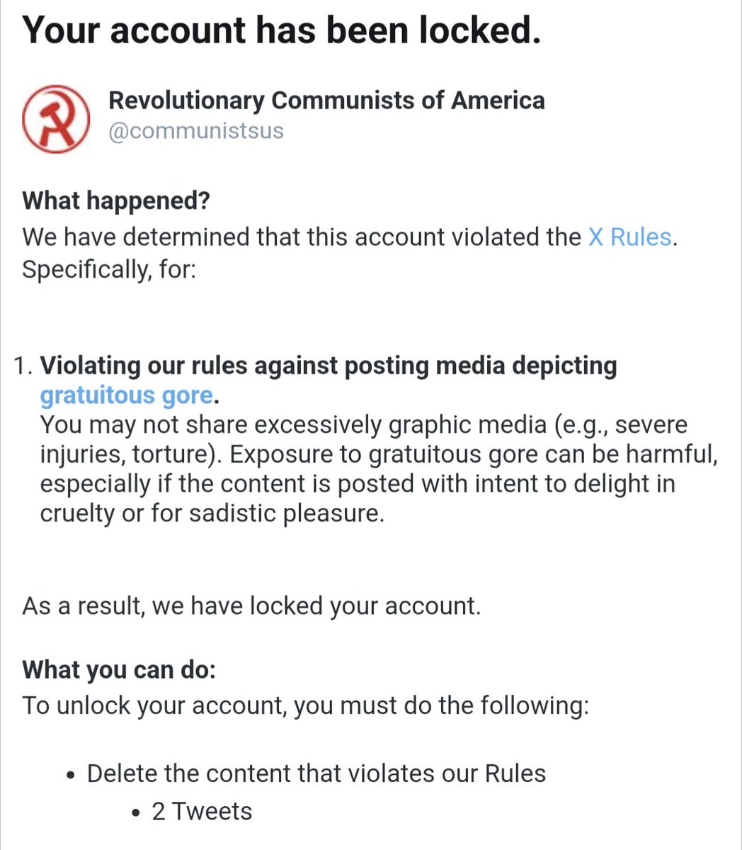 No surprises here: reactionaries can threaten us with the methods of the Freikorps, Pinochet, and Hitler with no consequence. When we post news and a revolutionary perspective on Palestine we get locked. Here is your capitalist free speech!