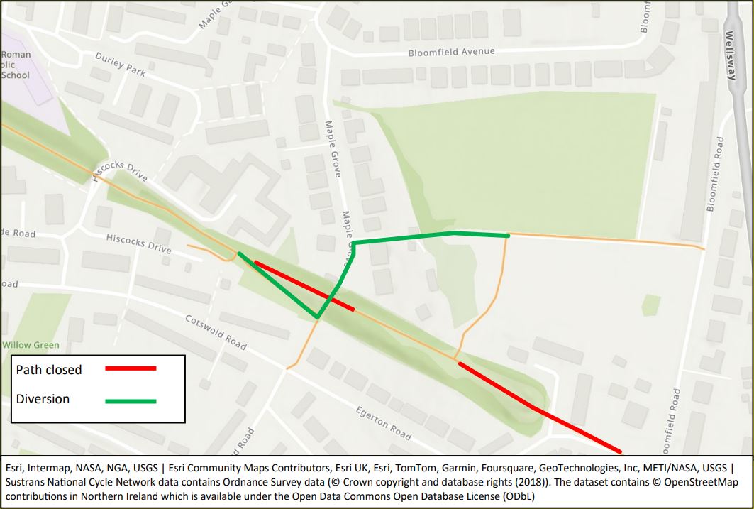 🚫Upcoming closure🚫 A stretch of #NationalCycleNetwork Route 244, #BathTwoTunnels, will be closed from Hiscocks Drive to Bloomfield Open Space on Mon 4 and Tues 5 March for maintenance works. Alternative route via Maple Grove. Devonshire Tunnel is closed until further notice.