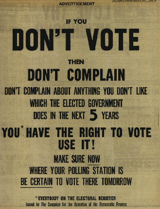 #50yearsagotoday (Please re-post)
A shout from 1974. It is a relevant today as it
was then. Also remember photo ID.
Remember: 
'Don't let the bastards grind you down!'