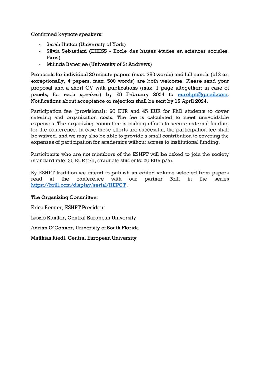 MilindaBanerje2's tweet photo. Thrilled to be a keynote speaker in the European Society for History of Political Thought conference, "Human Nature - Humans and Nature in the History of Political Thought" (CEU Vienna, 25-27 Sep 24). Deadline for proposal submission tomorrow! https://t.co/Bpgks2i8CA