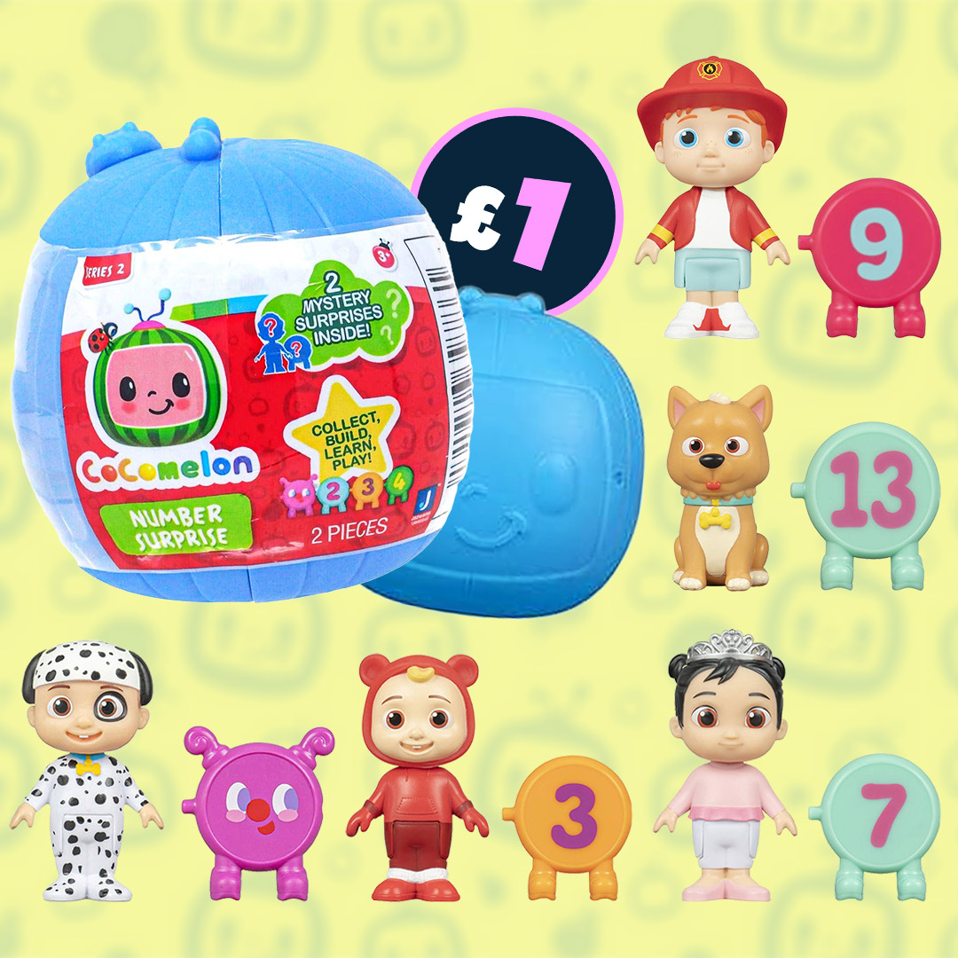 New! #Cocomelon Surprise Packs £1! 🍉 These #surprisefigures are perfect for helping little ones’ learn their numbers. They can open up the #mysterybag to reveal an exclusive character as well as number pieces to build a super cool caterpillar! #CocomelonFigures #Toysforapound