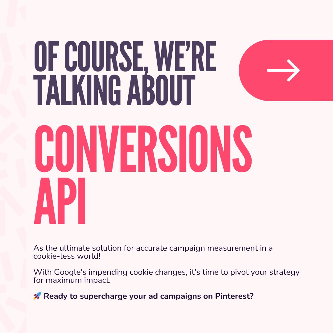 Adsmurai's tweet image. YES, WE'RE TALKING ABOUT CONVERSIONS API! 🌟 With Google's cookie changes looming, it's time to adapt your strategy for maximum effectiveness. 🚀 Ready to elevate your ad game on Pinterest?
hubs.ly/Q02mlvs00 #PinterestAds #ConversionsAPI #OneTag #DigitalMarketing
