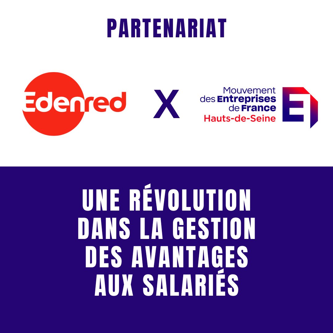 📢 Le @Medef92, soucieux du bien-être et de la satisfaction des employés, s'associe à @EdenredFrance pour développer les avantages salariés parmi ses entreprises adhérentes. 🌐 Pour en savoir plus, rendez-vous sur : lnkd.in/e2HsyQsy