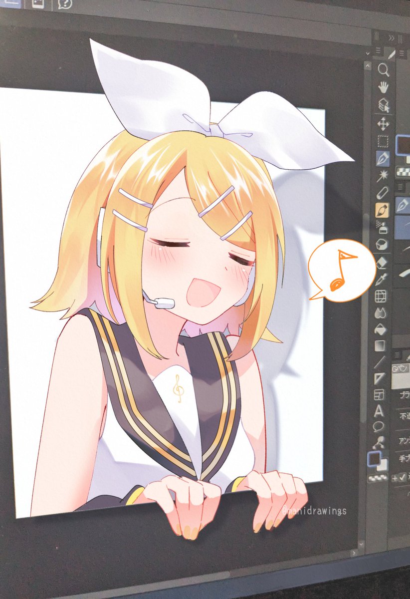 manidrawings's tweet photo. 画面からリンちゃん出てきた #鏡音リン https://t.co/wB2jNhIVfv