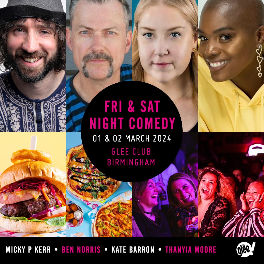 📆 Friday & Saturday Night Comedy, featuring @MickyPKerr, @Benny_Norris, @Kate_Barron & @ThanyiaMoore Superb stand-up comedians that will keep you laughing until Monday Tickets 🎫 bit.ly/BhamWeekendCom