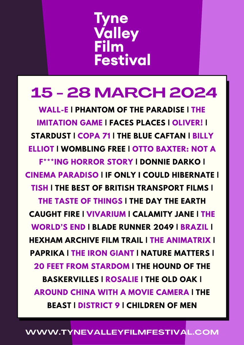 🍿 Here's this year's full festival line-up! 🍿 What are you most excited to see? 🎟️ More information: tinyurl.com/e43h2ffh