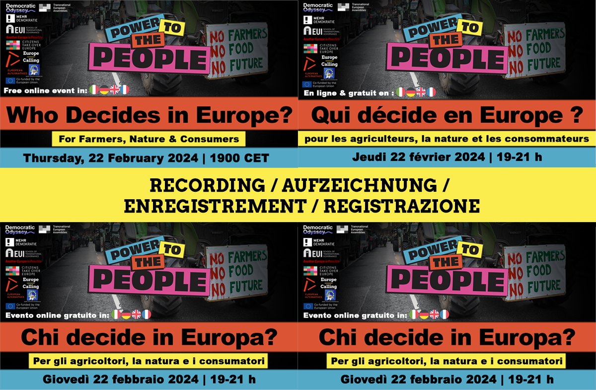 📽️🎧 Recording online! #PowerToThePeople 'Who decides in Europe?' 🇬🇧 Video 📽️ youtu.be/CvERX1-kmz8 Podcast 🎧 t1p.de/atihb 🇩🇪 📽️ youtu.be/P_W9AXVpYis 🎧 t1p.de/2clxx 🇮🇹 📽️ youtu.be/hIzeQ-DCh_A 🇫🇷 📽️ youtu.be/bkLubokft8U 1/2