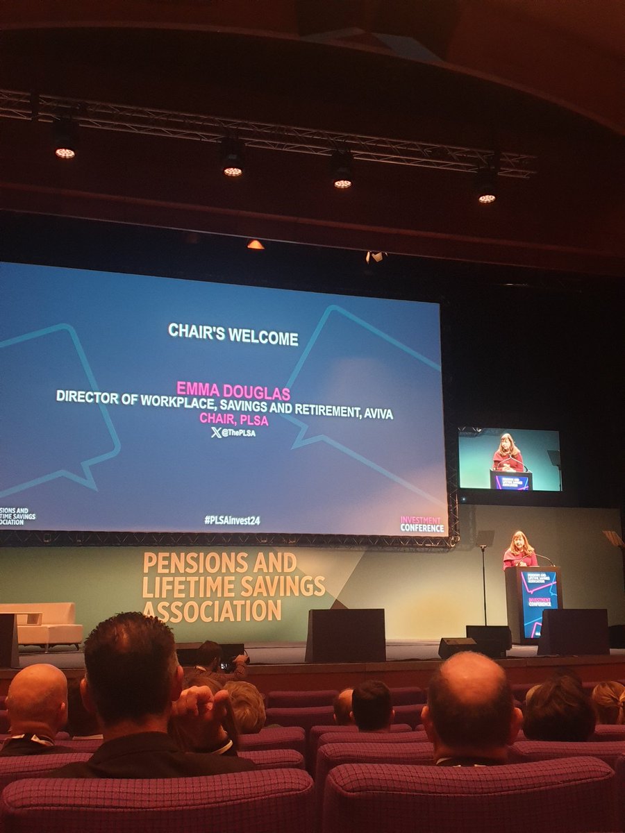 The conference hall at #PLSAInvest24 is beginning to fill up as we get ready to kick off the conference with <a href="/ThePLSA/">membership</a> chair, Emma Douglas...