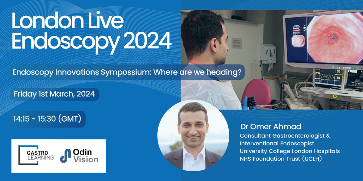 We're excited to announce that @DrOmerAhmad will be showcasing Odin Vision's #cloud #ai for #gastroscopy, CADU, this Friday 1st March at London Live from 14:15 - 15:30! Register now: tinyurl.com/2t3n8w4c #LLE2024 #gastroenterology @Gastrolearning @BritSocGastro @ESGE_news