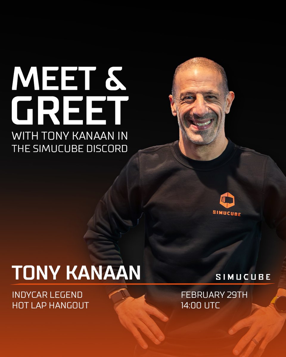 Meet Tony Kanaan in the Simucube Discord! The next Simucube Hot Lap Hangout guest is @TonyKanaan! He will be visiting the Simucube Discord on the 29th of February. 14:00 UTC (Coordinated Universal Time) Join us on Discord! discord.gg/simucube