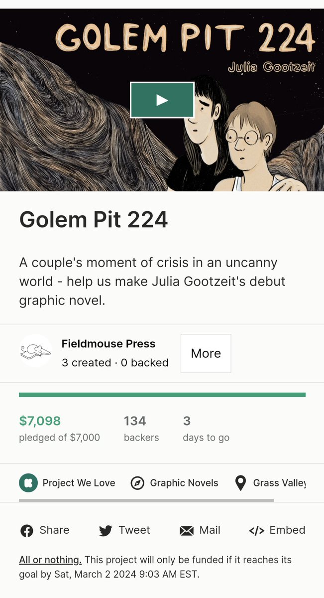 Thank you to everyone who has supported our @Kickstarter campaign for GOLEM PIT 224 - we're funded! The campaign is still open for 3 more days, and any additional pledges are greatly appreciated!