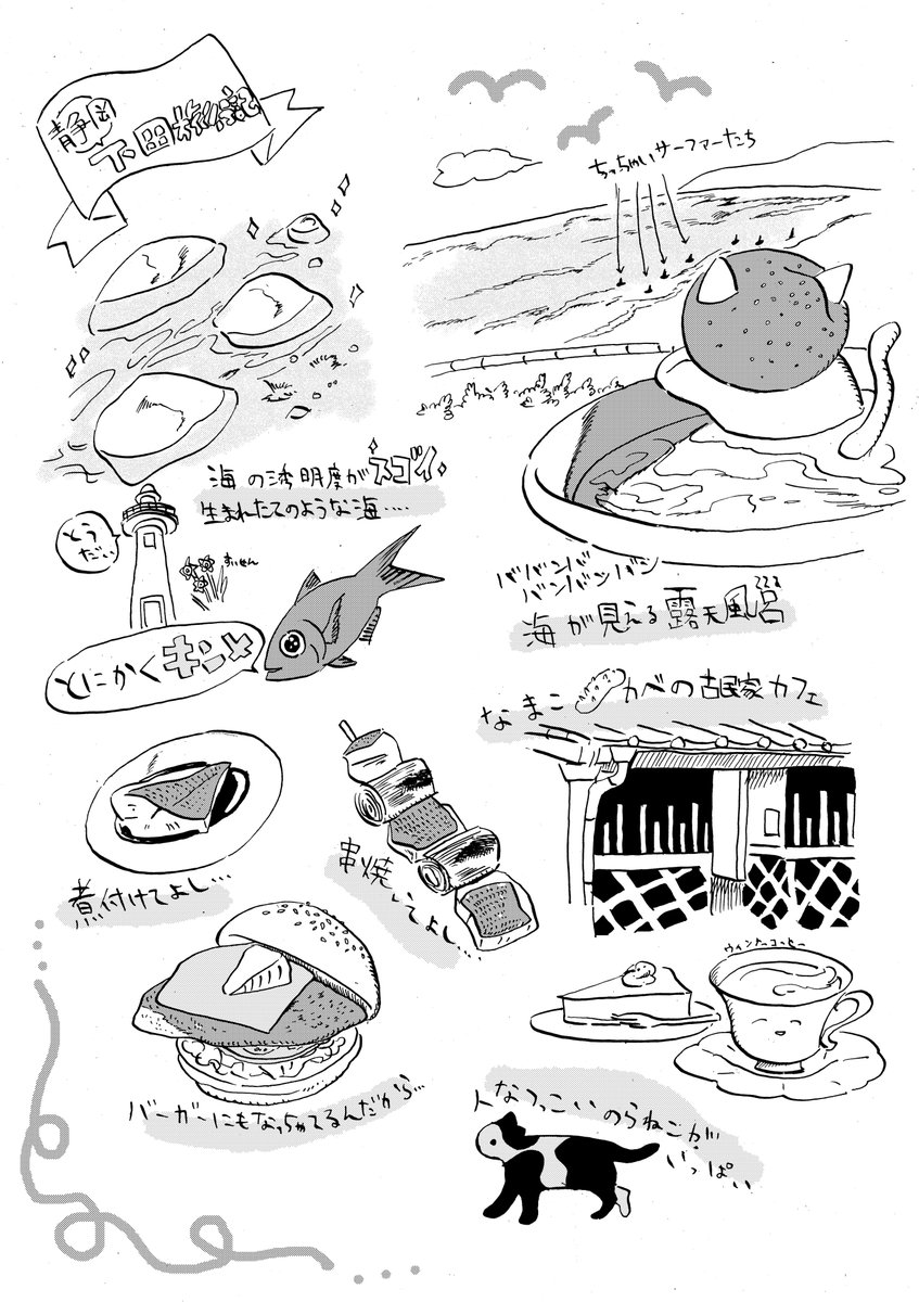 先日下田に行きまして、とっても良かったので絵日記にしてみました。ノスタルジーで最高でした! 