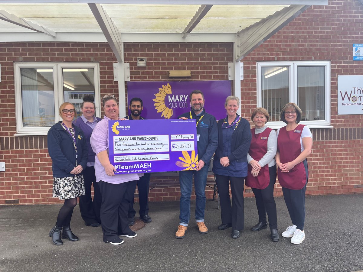 Mary Ann Evans Hospice (@maehospice) on Twitter photo We are very pleased to have received a donation of £5,235.27 from the <a href="/nuneatongolf/">Nuneaton Golf Club</a> as the Captain's charity of the year for 2023.
The fundraising efforts the club has undergone to raise this money are amazing. Thank you so much for all your support!
#MaryAnnEvans We are very pleased to have received a donation of £5,235.27 from the <a href="/nuneatongolf/">Nuneaton Golf Club</a> as the Captain's charity of the year for 2023.
The fundraising efforts the club has undergone to raise this money are amazing. Thank you so much for all your support!
#MaryAnnEvans