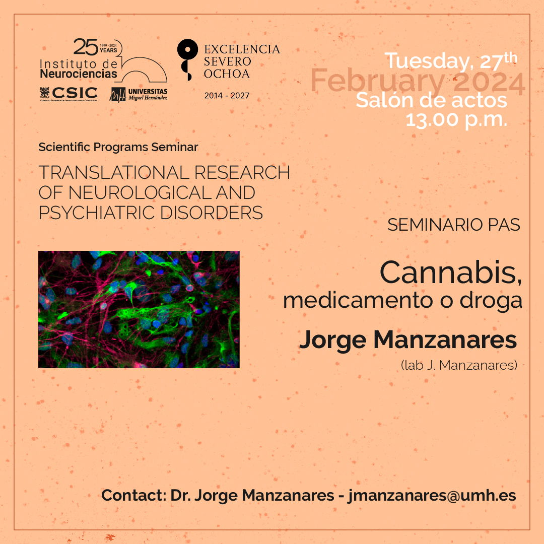 NeuroAlc's tweet photo. Hoy el #INResearchProgram-Programa de Investigación ‘Investigación traslacional de las enfermedades neurológicas y psiquiátricas’ ha ofrecido un seminario dedicado al PAS del @NeuroAlc con la presentación del Dr. Jorge Manzanares (@jmanzanares2 ) 👏👏👏 https://t.co/M1zBrjbvd9