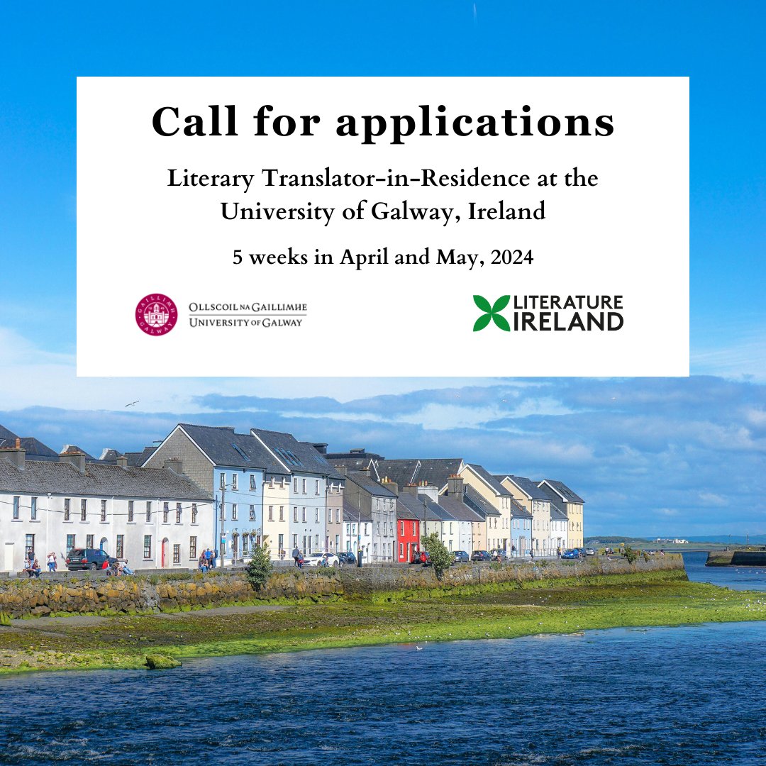 A wonderful opportunity to spend time in Galway working on a translation and engaging with the translation community at the University of Galway. translation.universityofgalway.ie/translator-in-… literatureireland.com/latest/literar… Deadline 18th March