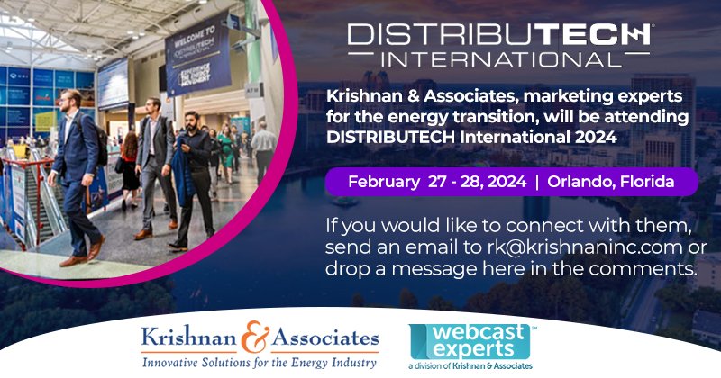 webcastexperts's tweet image. krishnaninc.com/news/ka-will-b… Join us at @DISTRIBUTECH! Specializing in marketing #EnergyTransition technologies, we drive sales, organize webinars, and build strong branding. Let&apos;s connect this Tuesday and Wednesday at #DISTRIBUTECH24!