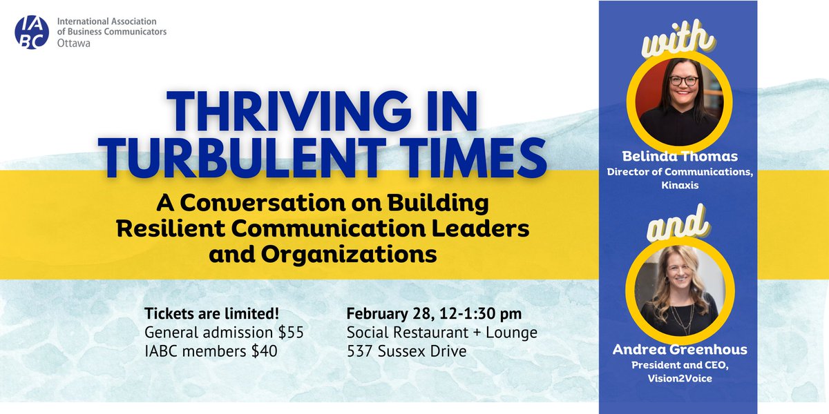 Join us tomorrow (Feb 28) at lunch for our next leadership event! Belinda Thomas, Director of Communications at <a href="/Kinaxis/">Kinaxis</a>, chats with Vision2Voice President Andrea Greenhous about how to identify opportunities, understand trends, and fearlessly take risks: ow.ly/HPxj50QHXro
