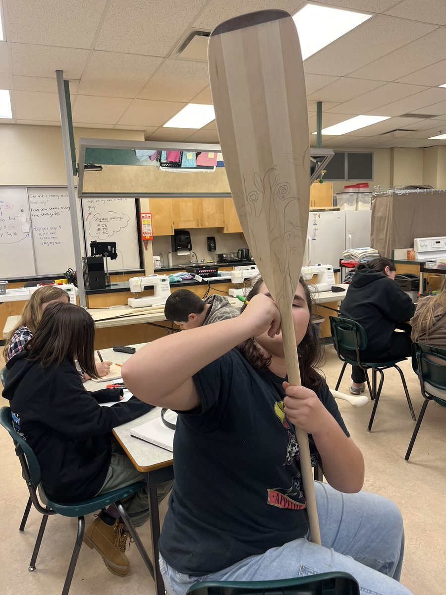 Grade 8 Indigenous students starting up their paddle designs for our canoe journey in May!😁 @clayburnmiddle #abbyschools #Indigenouseducation