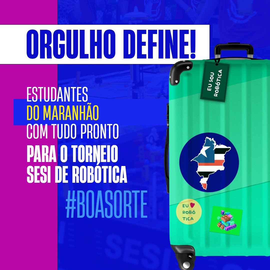 Estudantes maranhenses vão representar o estado no Torneio SESI de Robótica em Brasília, de 28 de fevereiro a 2 de março. Que esta jornada seja repleta de aprendizado, criatividade e sucesso para todos os participantes. Boa sorte!

#TorneioSESIDeRobótica