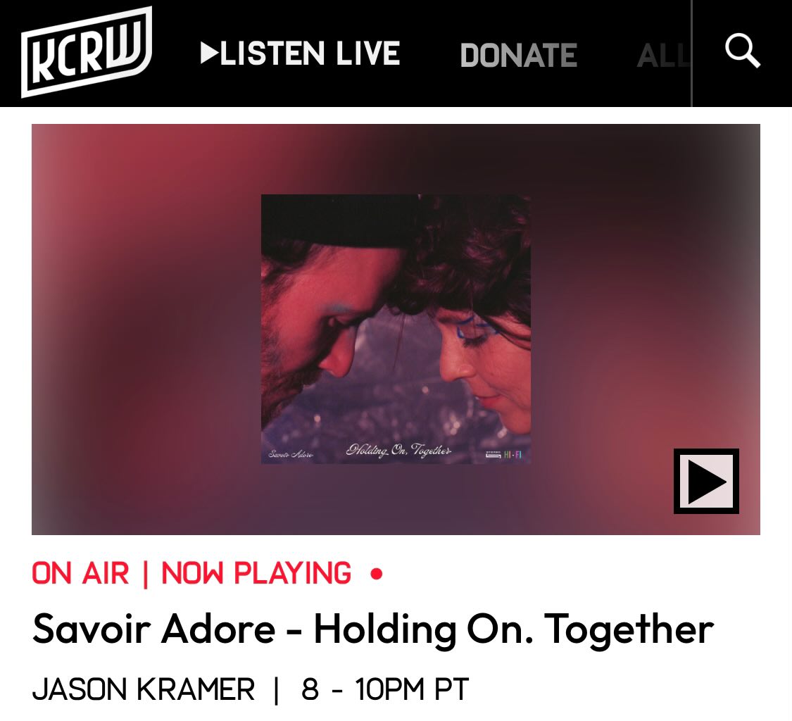 A big thank you to <a href="/kcrwkramer/">Jason Kramer</a> <a href="/kcrw/">KCRW</a> for playing "Holding On, Together" this weekend 😊 ✨