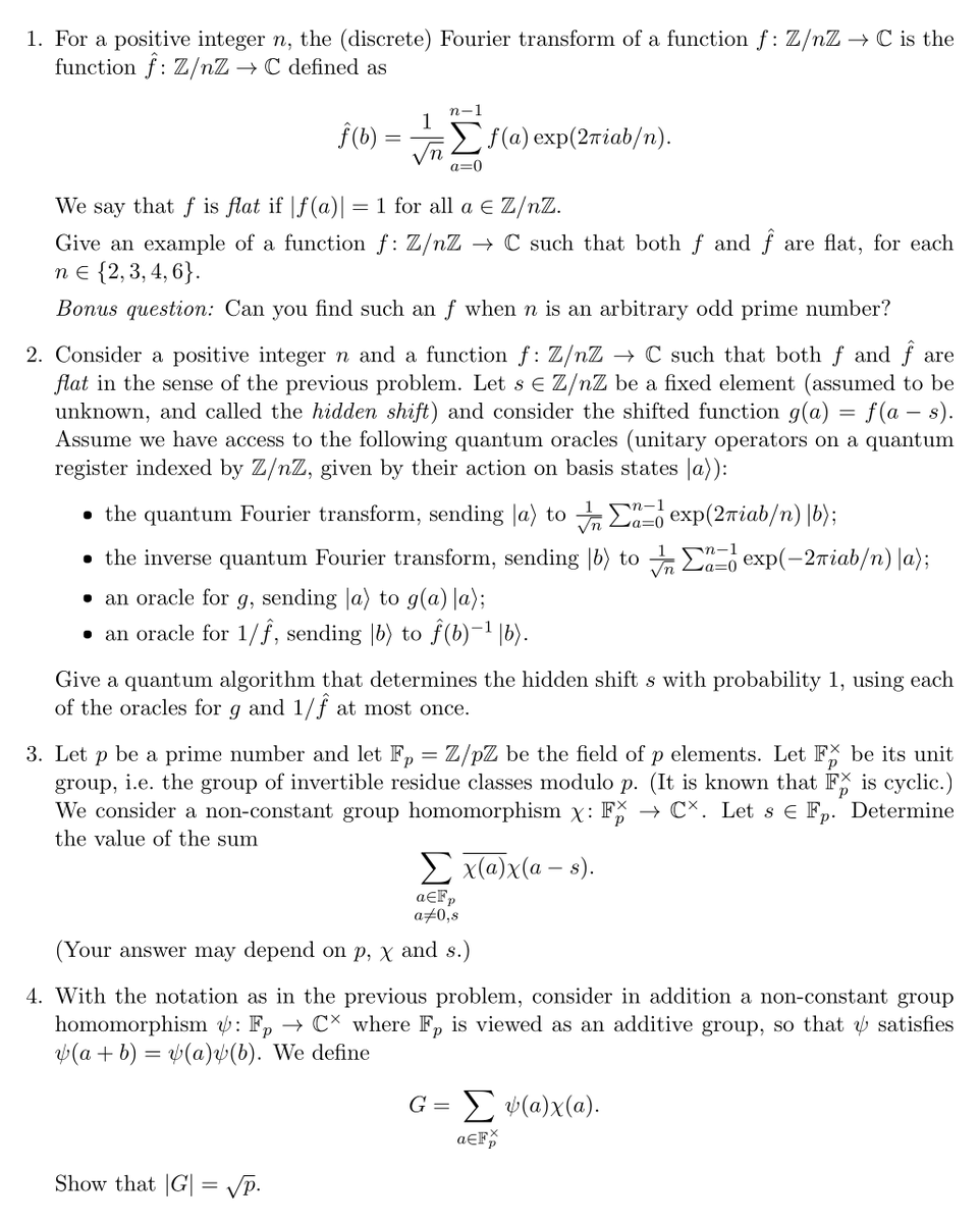 Peter Bruin (University of Leiden) and I are looking for a joint PhD student to work on algebraic quantum algorithms. Deadline: April 2. universiteitleiden.nl/vacatures/2024… Along with your application, we encourage you to also submit solutions to some of these challenge problems.